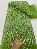 Tissu de dentelle à paillettes NI.AI, dentelle à paillettes et perles, dentelle à paillettes de luxe, tissu de dentelle brodé