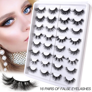 Vente en gros 16 paires de cils 3D moelleux 25mm meilleurs cils en faux vison naturel pleine bande vendeur de cils Dikke - Product Image 2