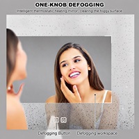 Miroir de salle de bain intelligent LED demi-lune CF avec contrôle tactile, gradation, 3 couleurs, affichage de l'heure, anti-buée, miroir mural décoratif