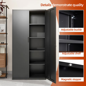 فولاذ معدني بأبواب قابلة للقفل وأسود قابل للتعديل للمنزل والمدرسة والمكتب والجراج - Product Image 3