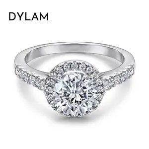  Dylam solo per te anello in argento Sterling 925 Bling Big Stone Round Eternity Cubic Zirconia anello di fidanzamento ovale da donna