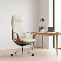 Chaise de bureau de direction en cuir effet bois, design moderne, chaise pivotante ergonomique avec hauteur réglable, certifiée BIFMA