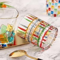 Verre à boire sans anse ni couvercle, style bohème, peint à la main, gaufré, coloré, tressé, résistant à la chaleur, pour whisky et vin