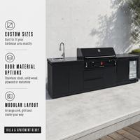 Îlot de cuisine extérieur modulaire personnalisable en acier inoxydable avec station de barbecue et rangement haute capacité pour jardin et patio