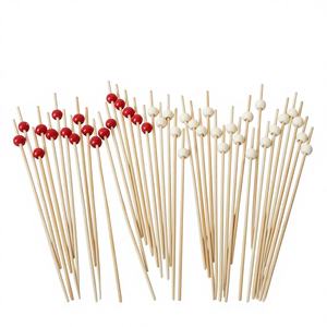 Bâtonnets <span class=keywords><strong>à</strong></span> fruits en <span class=keywords><strong>bambou</strong></span> biodégradables jetables 100/paquet, tiges blanches, vente directe des fabricants, vente en gros - Product Image 1