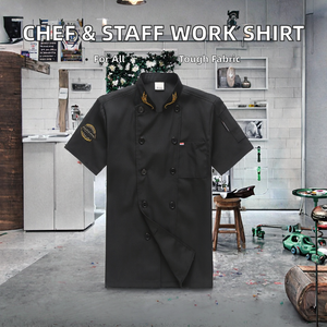 Chaqueta de Chef de Manga Corta con Cuello, Tejida en Poliéster/Algodón, para Restaurante, Cafetería, Panadería, Camarero, Barbero, Uniformes de Trabajo al por Mayor - Product Image 2