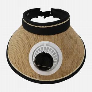 Chapeau de soleil pour femme avec ventilateur solaire rechargeable, visière ouverte en paille pour l'<span class=keywords><strong>extérieur</strong></span> - Product Image 1