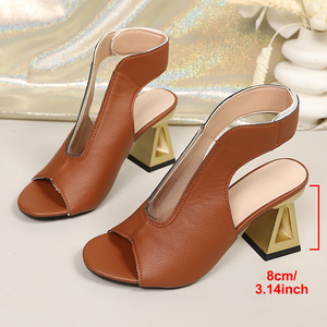028-1 Chaussures pour femmes à bout pointu, design sexy, couleur marron, tailles 35-43, grandes tailles, talons hauts, vente directe d'usine - Product Image 2