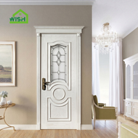Porte de salle de bain en verre classique en MDF, finition moderne, étanche, manuelle, de luxe, pour appartement et chambre à coucher