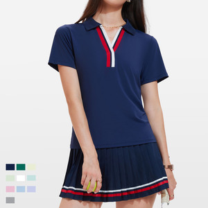 Ensemble de vêtements de sport pour femmes, t-<span class=keywords><strong>shirt</strong></span> polo à manches courtes et jupe de tennis personnalisés, vêtements de pickleball - Product Image 1