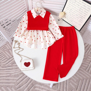 <span class=keywords><strong>Ropa</strong></span> <span class=keywords><strong>Infantil</strong></span> <span class=keywords><strong>de</strong></span> Moda 2025, Conjunto <span class=keywords><strong>de</strong></span> 3 Piezas para Niñas Estilo Europeo Americano: Camiseta Negra con Corazón + Chaleco + Pantalones - Product Image 2