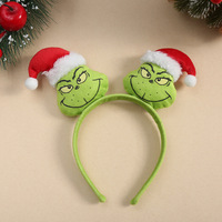 Grinch Weihnachts-Stirnband 3D Lustiger Plüsch-Cartoon-Hut Direktverkauf ab Werk Polyester Umweltfreundliche Festliche Dekorations-Requisite