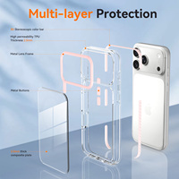 Coque de téléphone transparente antichoc pour iPhone 18 17 Pro Max, pare-chocs en TPU coloré, protection d'objectif d'appareil photo en métal, anti-jaunissement