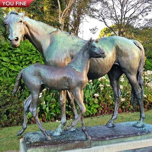 Sculpture de <span class=keywords><strong>cheval</strong></span> en bronze YOUFINE, taille réelle, statue de poulain et de jumente pour la décoration extérieure de ferme et de ranch - Product Image 3