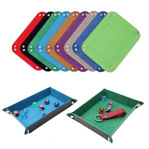 Bandeja de Dados de Terciopelo de Lujo al por Mayor, Plegable en Cuatro Esquinas, Material PU, Forma Cuadrada, Almacenamiento para Juegos - Product Image 1