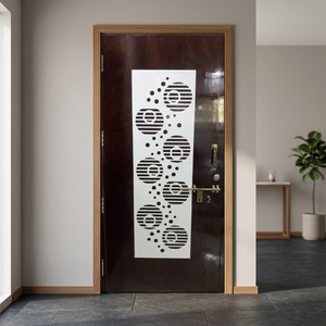 Puerta de Entrada Moderna HareKrishna de Corian, Cortada con Láser CNC, Diseño Decorativo Elegante para Hogar u Oficina - Product Image 1