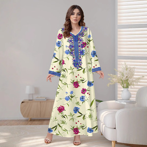 M316, conjuntos modestos de talla grande para <span class=keywords><strong>mujer</strong></span>, Vestido de manga larga con cuello en V estampado Europeo Americano transfronterizo, bata para <span class=keywords><strong>Amazon</strong></span>, superventas - Product Image 2