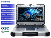 Ordinateur portable robuste personnalisé de 15,6 pouces, étanche IP65, avec processeur intégré de 14e génération Ultra 7 165H, compatible avec les cartes graphiques OEM/ODM, en stock