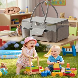 Organisateur de couches en feutre avec couvercle, grand panier pour <span class=keywords><strong>bébé</strong></span> avec couvercle pour le change, indispensables pour la crèche, rangement d'accessoires essentiels - Product Image 6