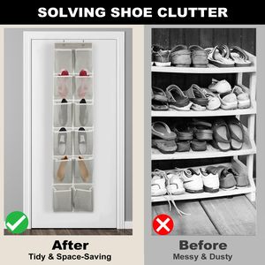 Over The Door 12 Pocket Hanging Organizer Gray Multifunctional Storage For Shoes And Clothing Behind Doors - Product Image 2
