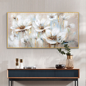 Decorazioni per la casa <span class=keywords><strong>fiori</strong></span> bianchi dorati astratti pittura a olio fatta a mano <span class=keywords><strong>su</strong></span> <span class=keywords><strong>tela</strong></span> immagini a parete dipinte a mano grande arte della parete - Product Image 5