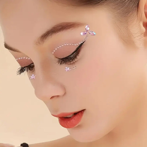Autocollant de <span class=keywords><strong>visage</strong></span> en cristal rose brillant, motif papillon et étoile, imperméable, auto-adhésif, décoration de maquillage pour Rave et Cosplay - Product Image 5
