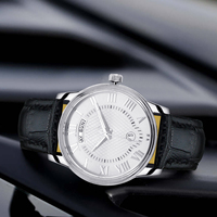 Montre à quartz étanche avec bracelet pour homme, montre-bracelet lumineuse, acier inoxydable de qualité supérieure, logo personnalisé, squelette en cuir