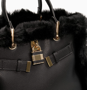 Bolso de Mano Personalizado de Moda para Mujer, Primavera, Cuero PU y Peluche, Bolso de Gran Capacidad, Bolso de Hombro - Product Image 5