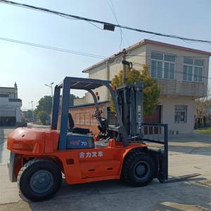 Used 2024 Model Counterbalance Forklift Warehouse HELI 7 Ton Diesel Truck CPCD70 Hydraulic Side Shifter Solid Tire in Stock - Product Image 3