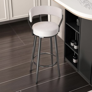Fournisseur de meubles de maison de luxe chaise haute en velours cuisine îlot tabouret de bar haut dossier pivotant tabouret de comptoir de bar - Product Image 6
