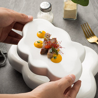 Assiette en céramique écologique faite à la main en forme de nuage créatif, vaisselle moderne irrégulière, plat de service mignon pour aliments