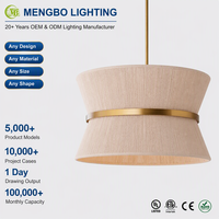 Suspension Bohème en Corde de Jute avec Abat-jour Tambour Sablier, Anneau en Laiton Fait Main, Lustre Wabi Sabi, LED Dimmable, Hauteur Réglable