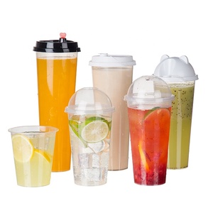 LOKYO wholesale custom logo hard transparent clear coffee boba beverge 16oz milk tea PP disposable plastic cup