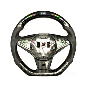 Volant en fibre de carbone personnalisé pour BMW Série 5 E60 E63, cuir perforé avec LED, style sport, amélioration de l'habitacle - Product Image 1