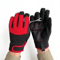 Gants de travail de sécurité en cuir synthétique pour mécaniciens, gants utilitaires rouges et noirs, respirants, avec paume rembourrée, gants de construction