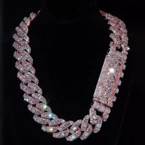 Collar de Eslabones Cubanos con Incrustaciones de Moissanita CVD que Pasa la Prueba del Diamante, Chapado en Oro de 18K Personalizado, Estilo Hip Hop, Plata 925, Joyería para Hombre - Product Image 1