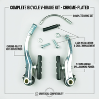 Kit de frein V-brake en alliage d'aluminium avec patins en caoutchouc rainurés et gaine de câble pour VTT