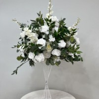 Hochzeits dekor Faux Tropical Greenery Floral Ball Große weiße grüne künstliche Seide Rose Tisch Herzstück Blume für Arrangement