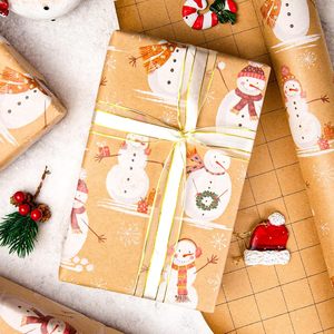 MAYPLUSS Christmas <b>Wrapping</b> <b>Paper</b> Roll 17in X 33ft Kraft Snowman Pattern Holiday Gift Wrap - Product Image 3