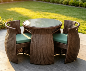 Conjunto de Muebles de Bistró de Ratán para Exteriores, Moderno y que Ahorra Espacio, con Asientos Acolchados y Estructura Metálica |   Sillas de Jardín de 2 Plazas - Product Image 4