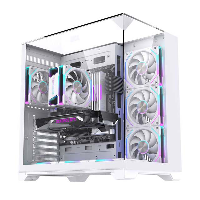 OEM Fish Tank PC Case Manufacturer Mid Tower Aluminum Alloy Micro ATX RGB Gaming Case Tempered Glass Custom Desktop Computer