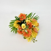 Bunga buatan tangan realistis buket bunga buatan vas putih kuning Calla Lily Orange gerbera-dekorasi rumah untuk Hari Ibu