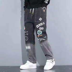 <span class=keywords><strong>Jean</strong></span> <span class=keywords><strong>Cargo</strong></span> Slim Bleu Tendance <span class=keywords><strong>Homme</strong></span> Personnalisé de Haute Qualité, Style Hip Hop Décontracté Brodé avec Boutons, Vente en Gros pour Automne-Été - Product Image 2
