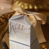 Luxuriöse Hochzeits-Geschenkbox mit Glitzer, Perle und Band für Süßigkeiten und Schokolade