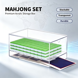 Caja de Almacenamiento de Mahjong de Acrílico Premium al por Mayor |   Caja Organizadora de Fichas de Juego Apilables Transparente con Bandeja Extraíble y Diseño Resistente - Product Image 2