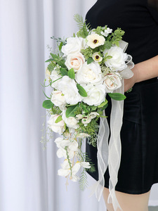 Bán buôn lãng mạn Nhân Tạo Hoa hồng <span class=keywords><strong>Handmade</strong></span> trang trí đám cưới phù dâu Bridal bó hoa cưới bó hoa - Product Image 2