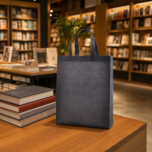 Richer Black Nonwoven Tote <b>Bag</b> Reusable Grocery Shopper Hand Length Handle Business Shopping <b>Bag</b> Custom Logo Sublimation Print - Product Image 5