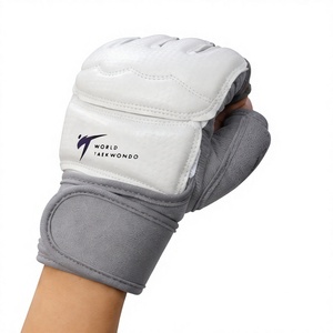 Gants d'entraînement de Taekwondo en cuir PU à demi-doigts avec fermeture Velcro, équipement d'arts martiaux unisexe - Product Image 2