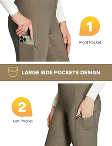 <span class=keywords><strong>Pantaloni</strong></span> da Equitazione con Rinforzo Completo <span class=keywords><strong>per</strong></span> Donne, Zip Invisibile Posteriore, Elasticizzati, Antibatterici, Vita Alta - Product Image 3