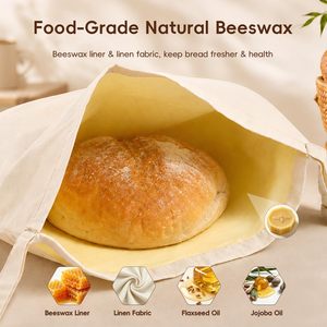 Sacs à pain réutilisables en cire d'abeille pour la cuisson du pain au levain XL – Écologiques, compatibles congélateur, pour garder le pain fait maison frais – Sac de conservation alimentaire - Product Image 4